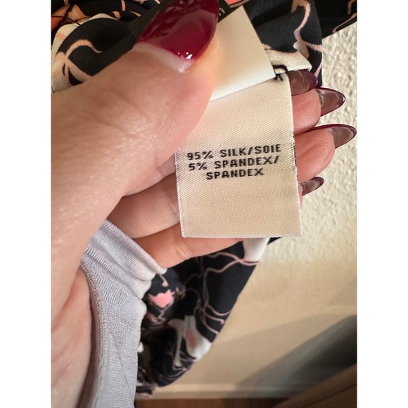 Diane von Furstenberg DVF Silk Floral Mini Dress Black Coral Size 6 - Picture 4 of 6